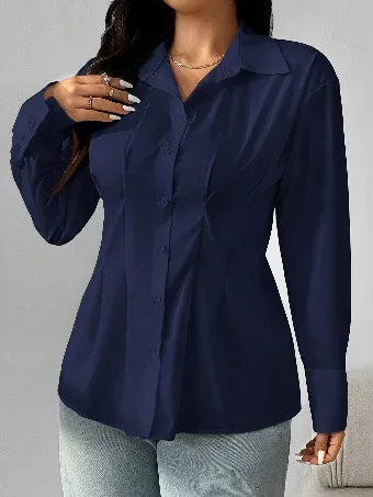 Long Sleeve Solid Color Fitted Blouse Bazaare Mart Long Sleeve Solid Color Fitted Blouse
