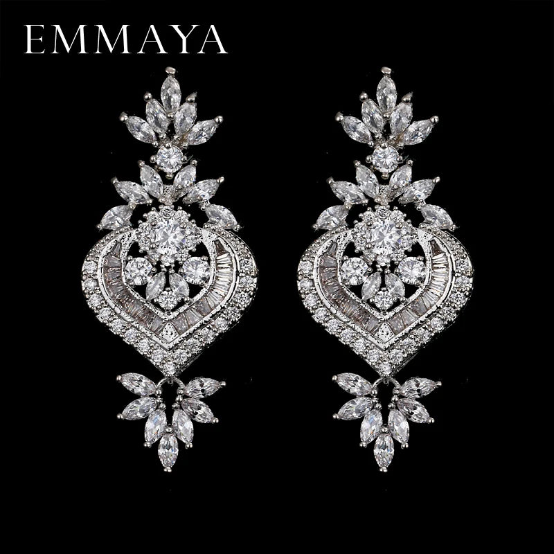 Luxury Big Drop CZ Earrings Platinum Plated WHITE Bazaare Mart Luxury Big Drop CZ Earrings
