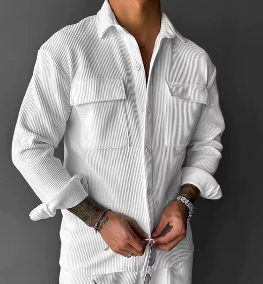 New Men's Shirt New Long Sleeve Lapel