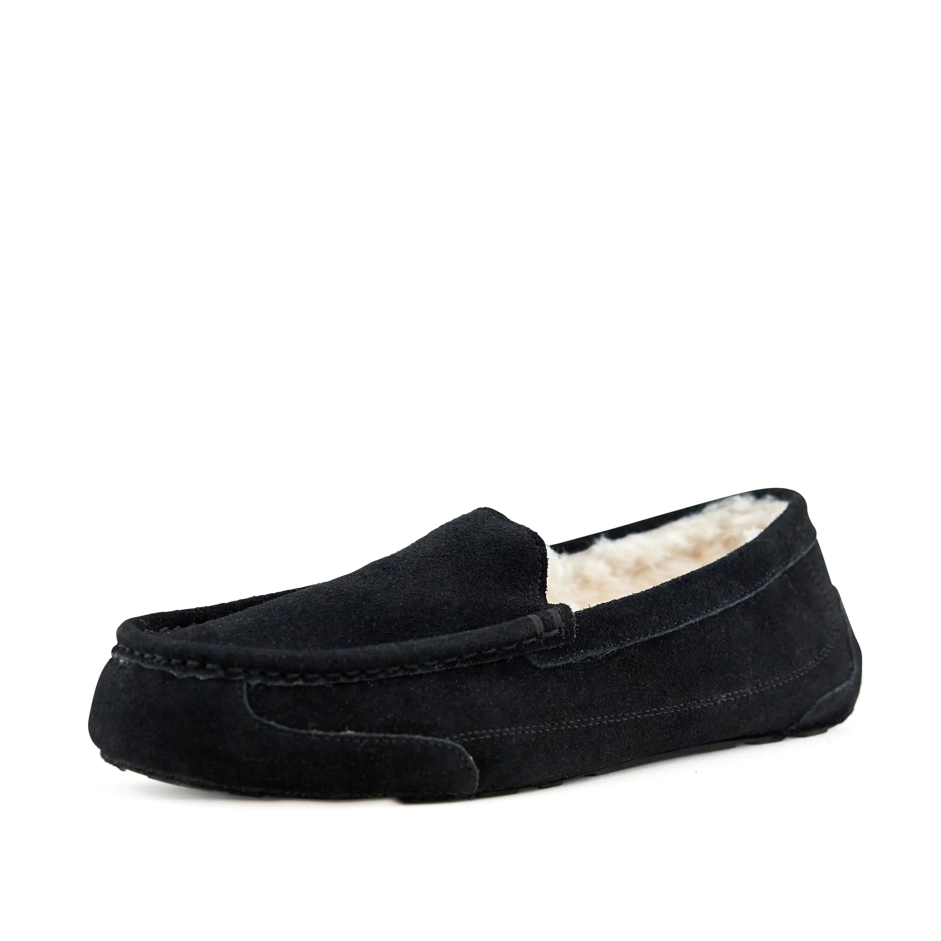 Men's Black PU Suede Lined Slippers