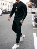 Men's Long Sleeve Top and Pants Set Black Bazaare Mart Casual Pants Outfit