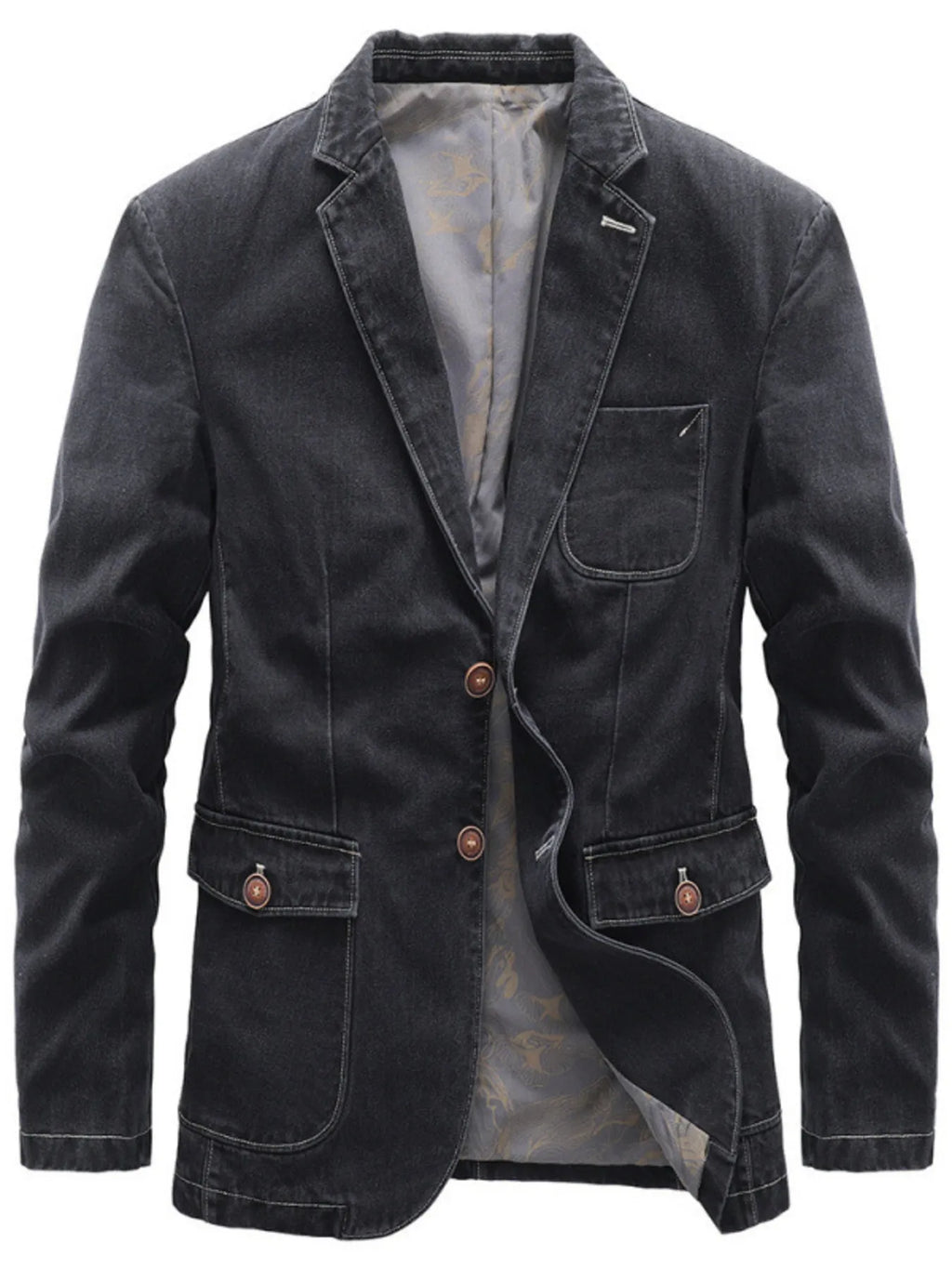 Men's Plus Size Black Denim Blazer
