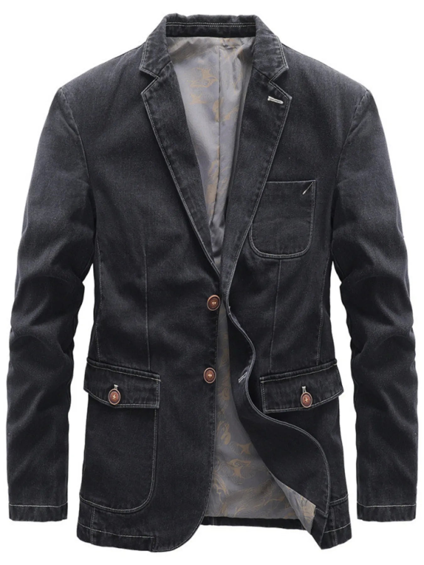 Men's Plus Size Black Denim Blazer