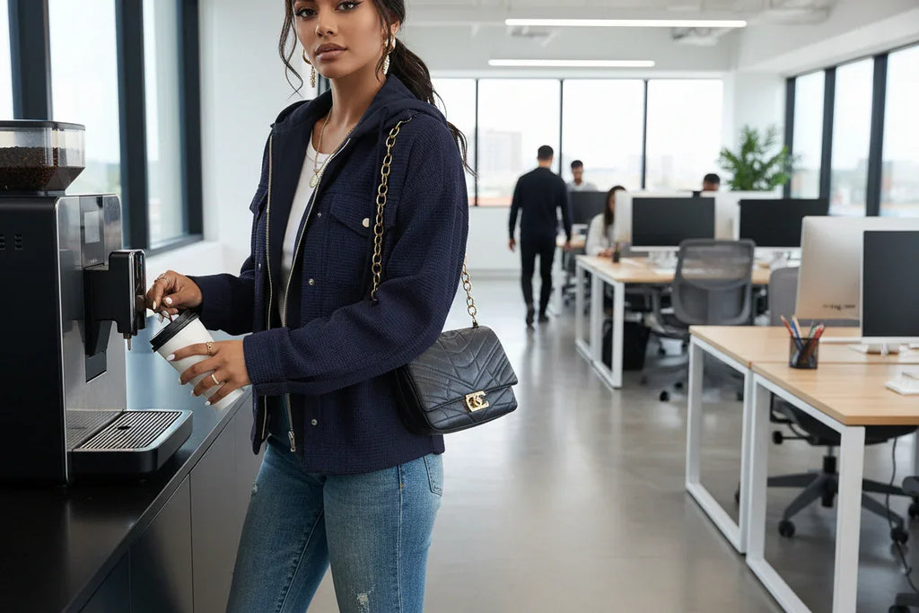 Navy Blue 2 in 1 Thermal Knit Textured Hooded Jacket Bazaare Mart Outerwear/Jackets