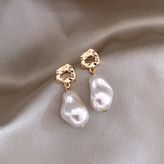 New Trendy Elegant French Baroque Artificial Pearl Dangle Earrings