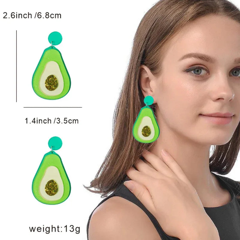 Acrylic Fruit Vegetable Earrings Avocado J116 Bazaare Mart Fruit Earrings