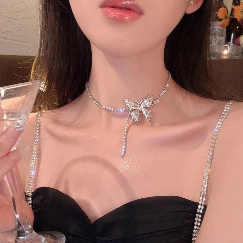 Rhinestone Butterfly Necklace