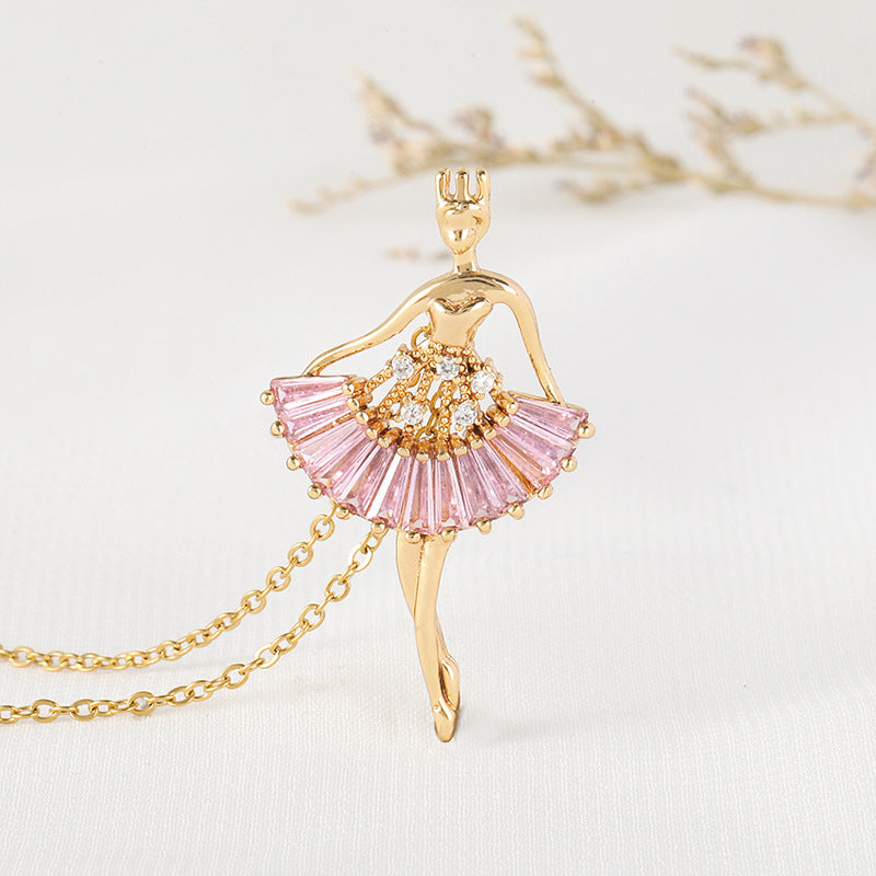 Pink Jewel Ballet-Girl Necklace