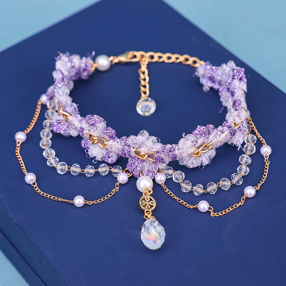 Layered Purple Rococo Tassel Choker and Bracelet Bazaare Mart Tassel Choker and Bracelet