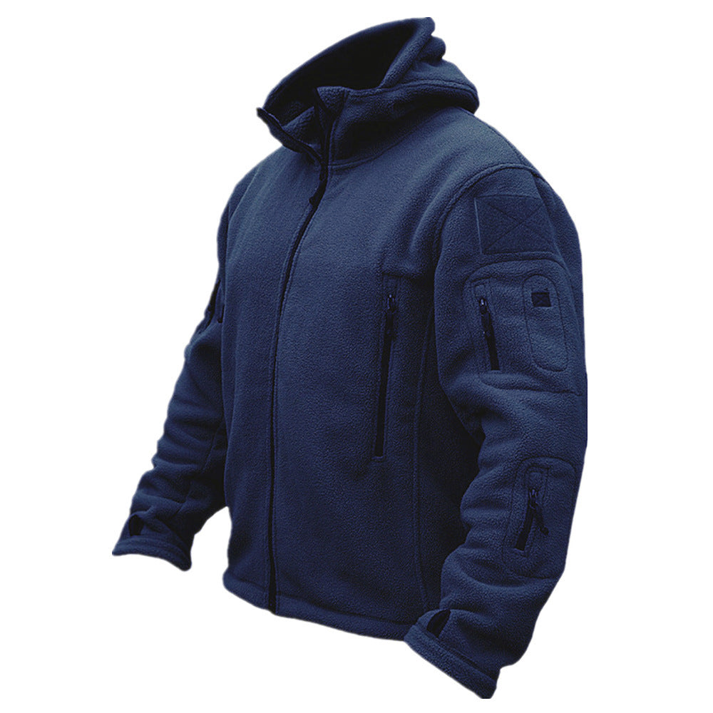 Men's Navy Blue Hooded Fleece Jacket