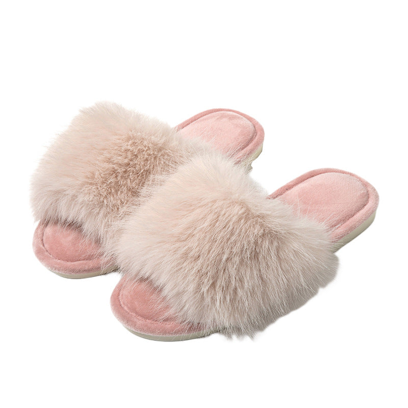 Fuzzy Open Toe Women's Slippers