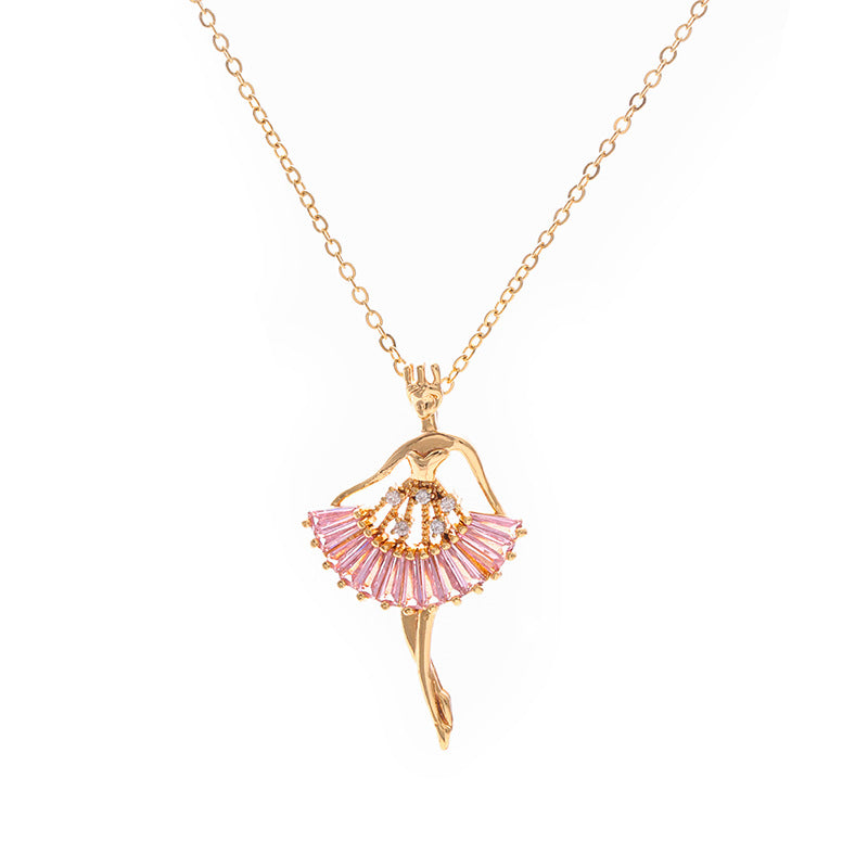 Pink Jewel Ballet-Girl Necklace