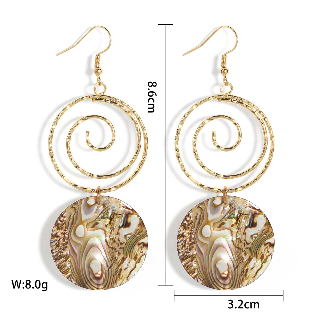 Abalone Swirl Dangle Earrings