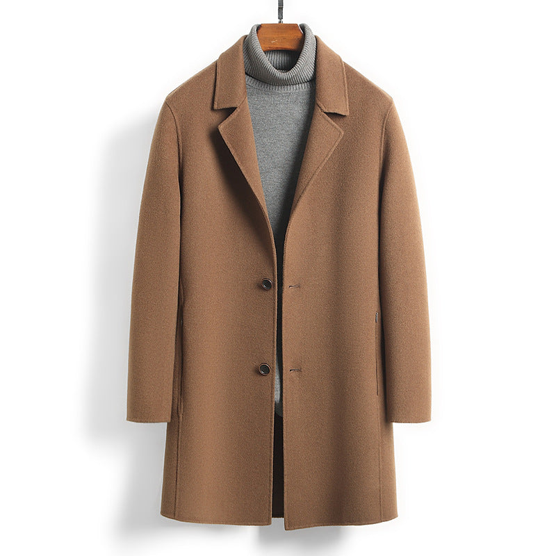 Worsted Wool Mid-length Slim-fit Top Coat
