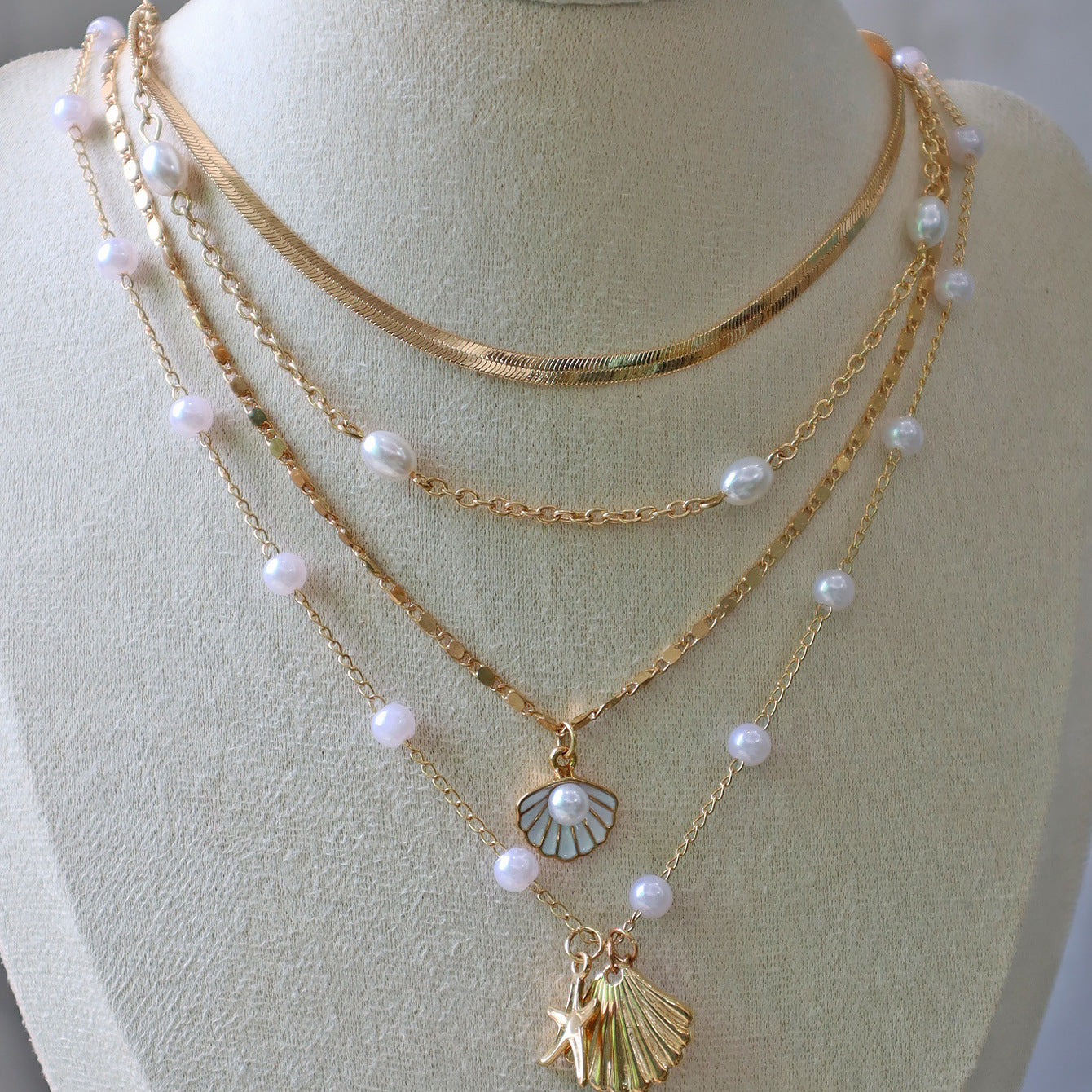 Four Strand Beach Style Necklace