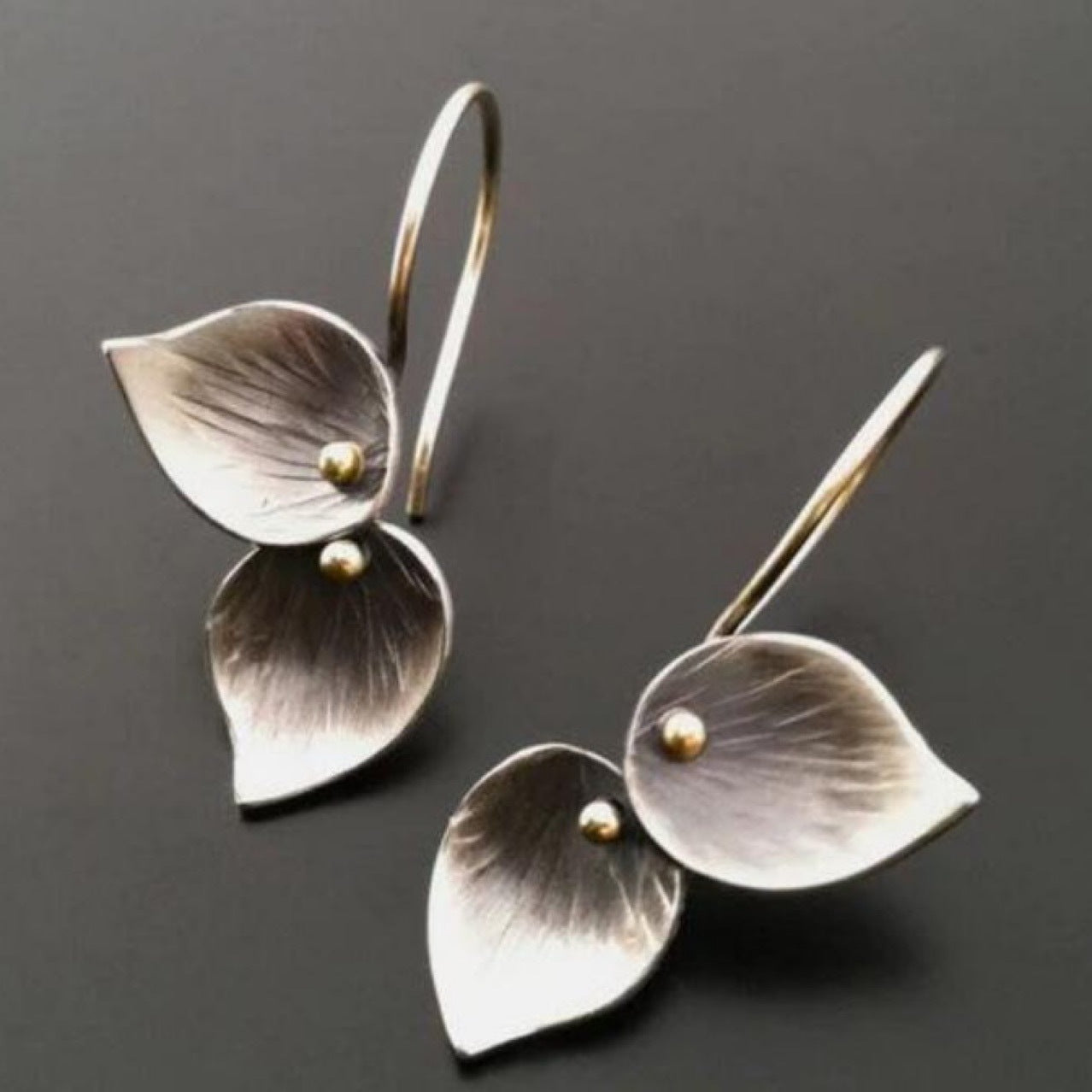 Simple Silver Drop Calla Lilies Earrings