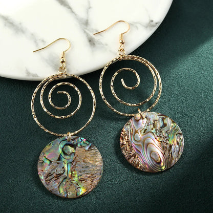 Abalone Swirl Dangle Earrings SE014 Bazaare Mart Abalone Swirl Dangle Earrings