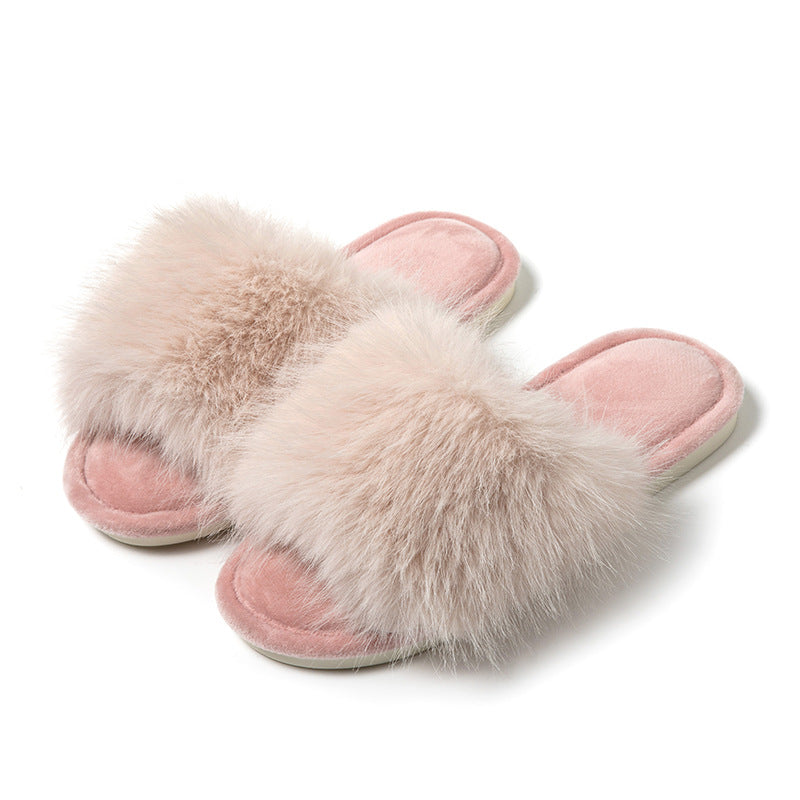 Fuzzy Open Toe Women's Slippers