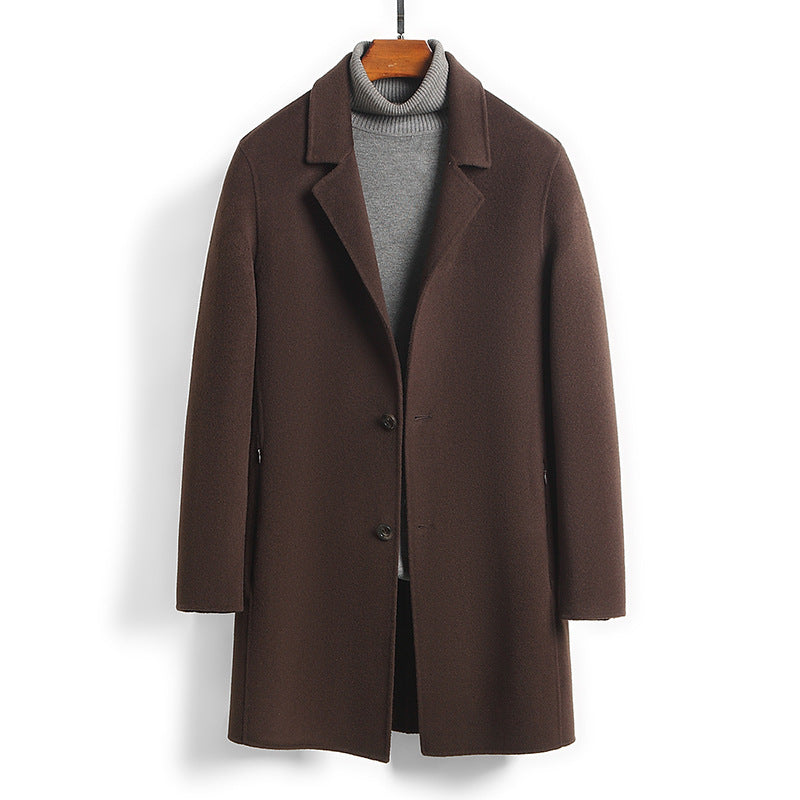 Worsted Wool Mid-length Slim-fit Top Coat