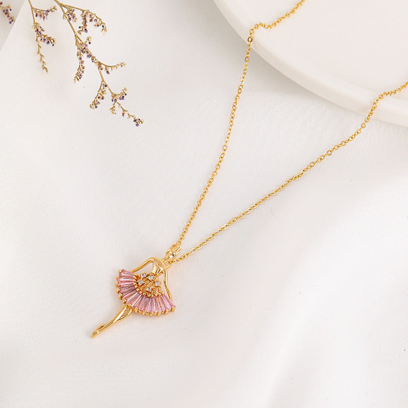 Pink Jewel Ballet-Girl Necklace