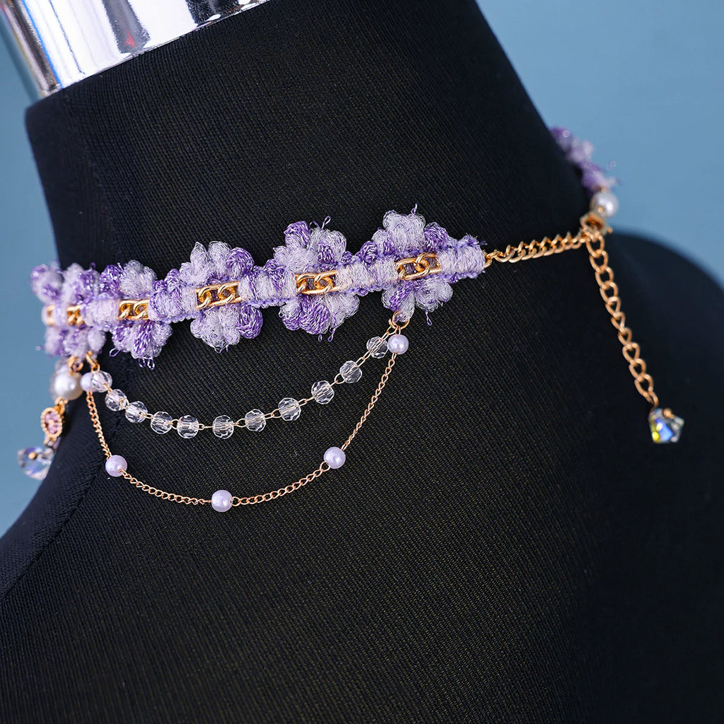 Layered Purple Rococo Tassel Choker and Bracelet Bazaare Mart Tassel Choker and Bracelet