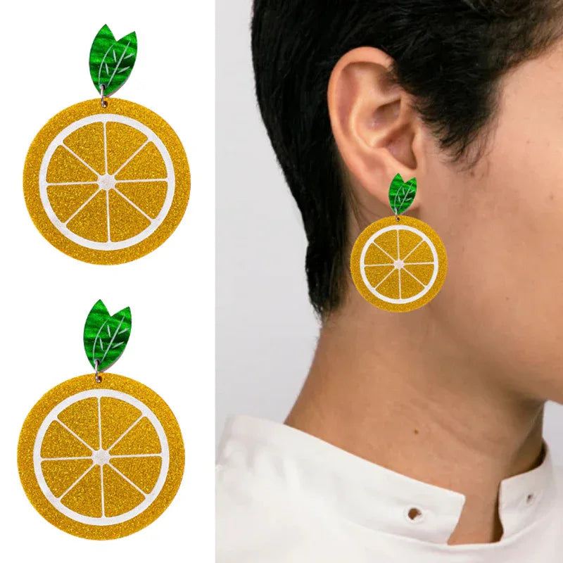 Acrylic Fruit Vegetable Earrings Lemon Slice J117 Bazaare Mart Fruit Earrings