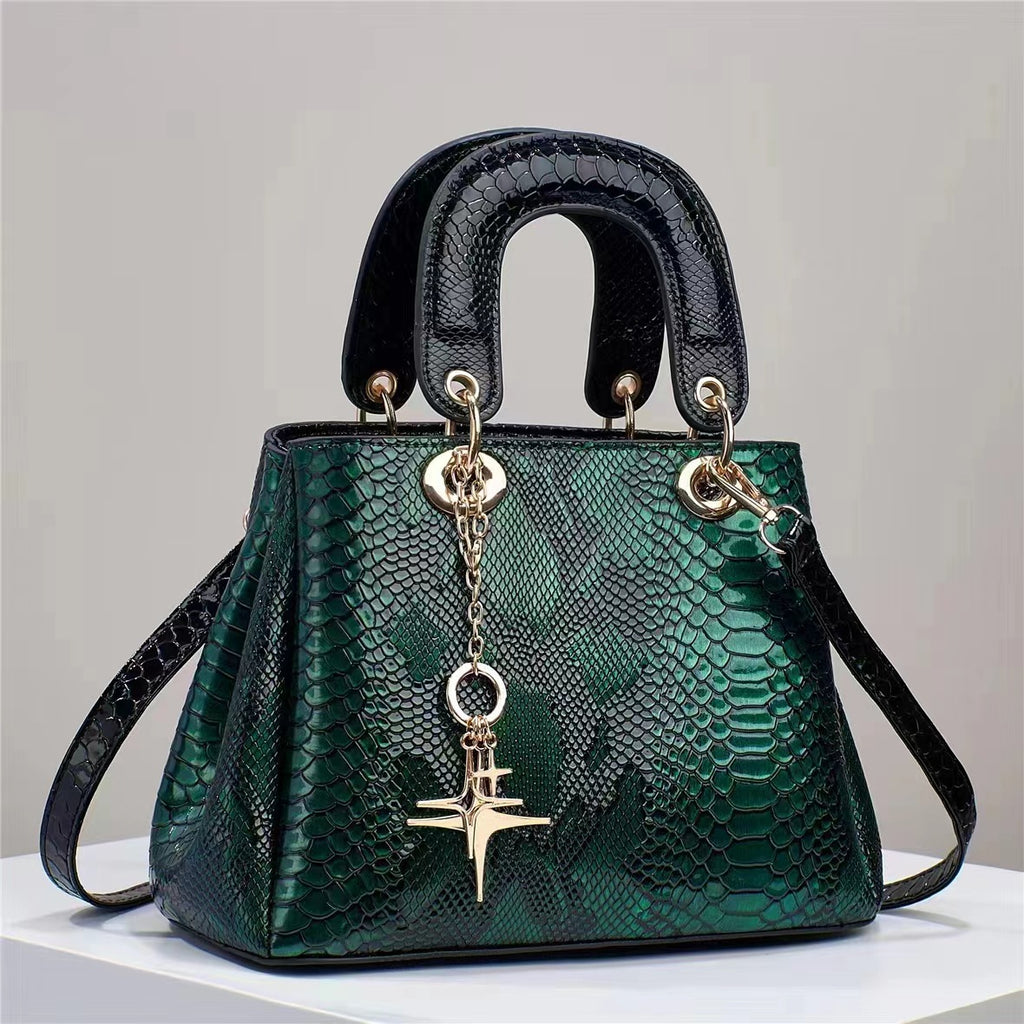 Green PU Crocodile Satchel 