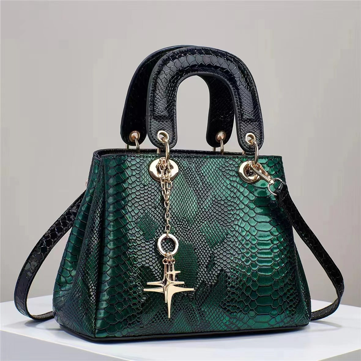 Green PU Crocodile Satchel 