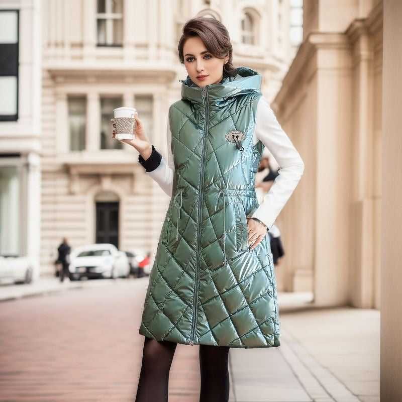 Women's Glossy Puffer Dress Vest