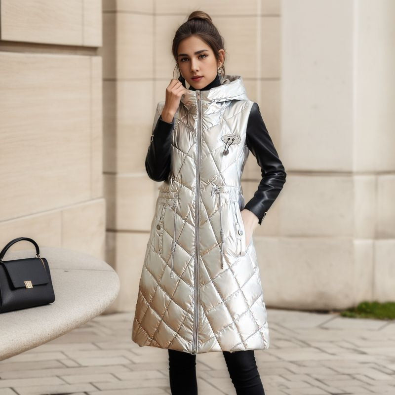 Women's Glossy Puffer Dress Vest