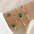 Faux Gold & Emerald Bracelet Set S1194HB Bracelet Bazaare Mart Faux Emerald Bracelet Set