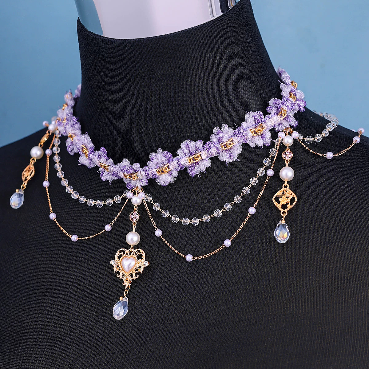 Layered Purple Rococo Tassel Choker and Bracelet Bazaare Mart Tassel Choker and Bracelet