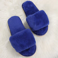 Women's Plush Flat Slippers Blue CJ Dropshipping Furry Slippers