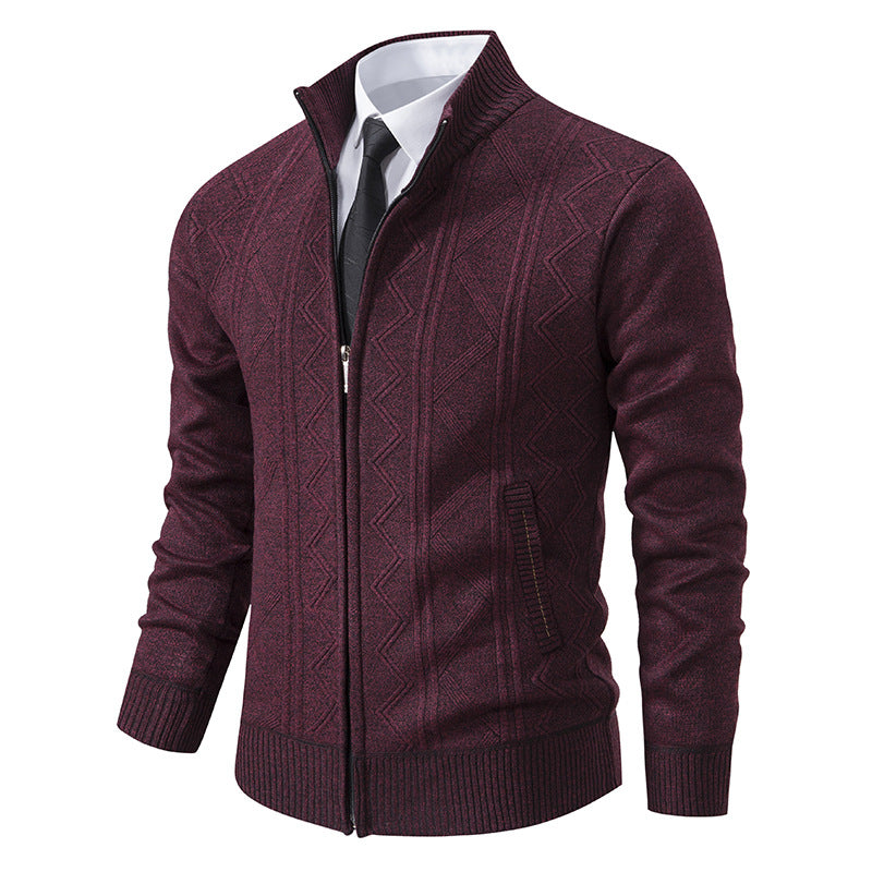 Men's Burgundy Zip Cardigan