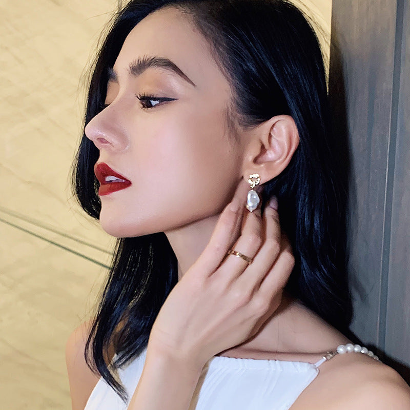 New Trendy Elegant French Baroque Artificial Pearl Dangle Earrings