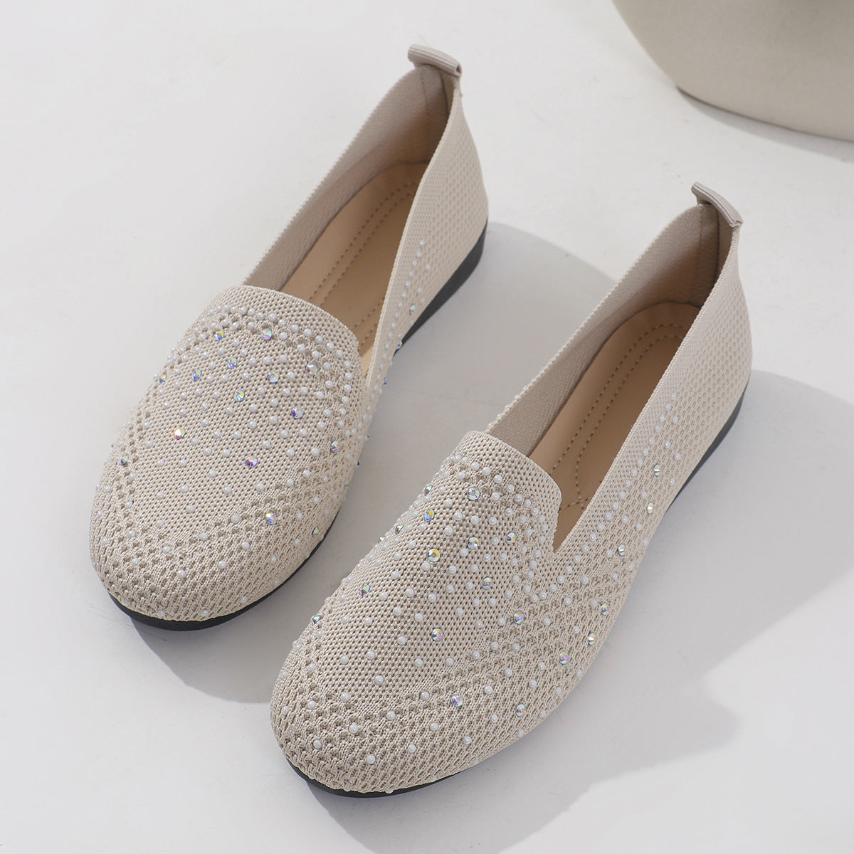 Sparkly Mesh Slip On Flats