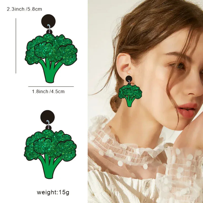 Acrylic Fruit Vegetable Earrings Broccoli P67 Bazaare Mart Fruit Earrings