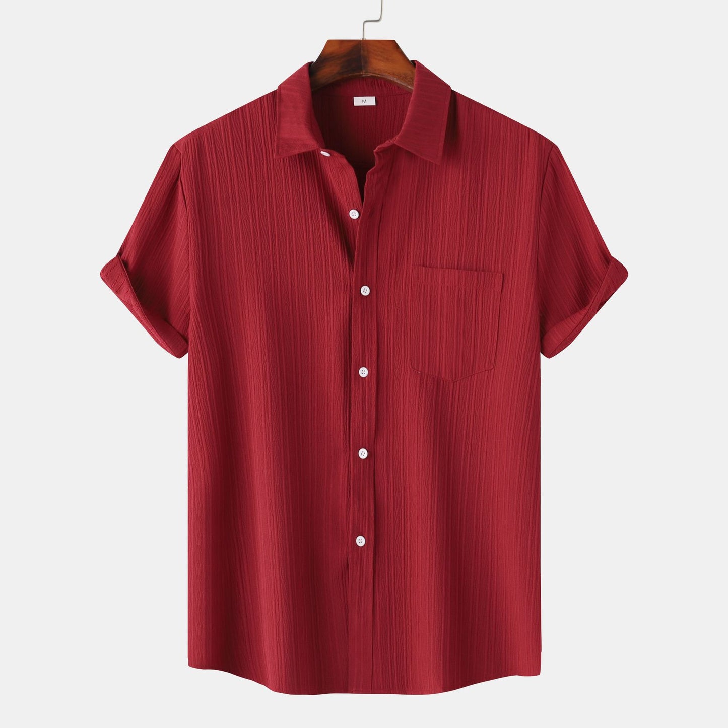 Men's Solid Color Polo Collar Short Sleeve Shirt