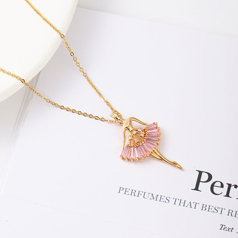 Pink Jewel Ballet-Girl Necklace