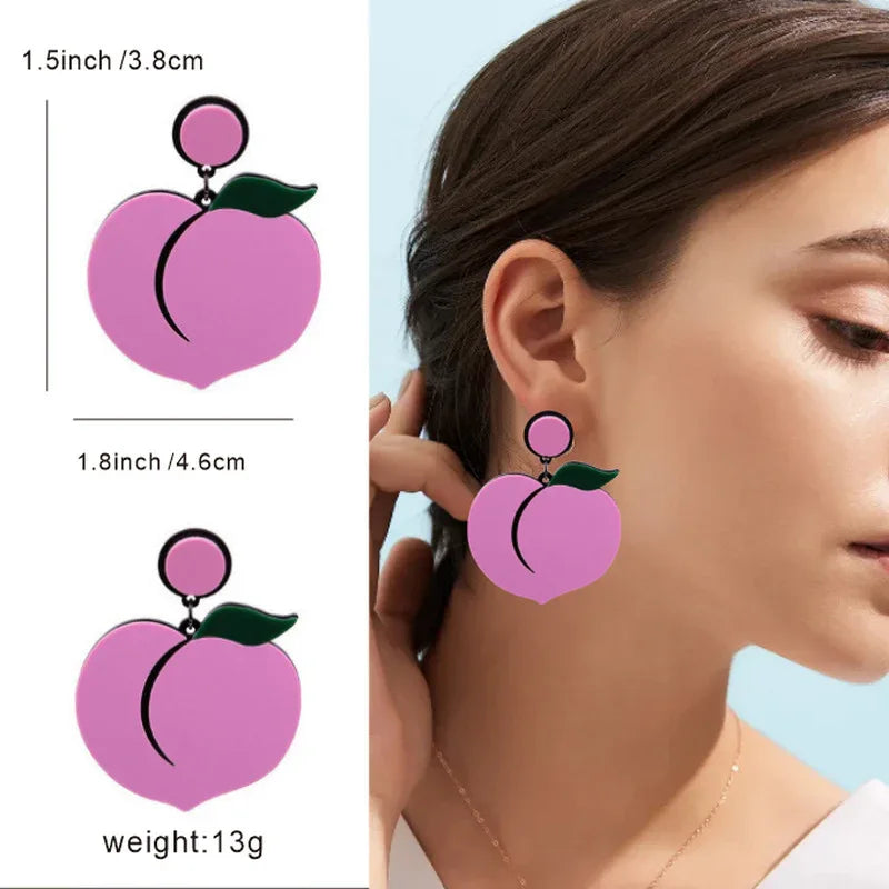 Acrylic Fruit Vegetable Earrings Peach M97 Bazaare Mart Fruit Earrings