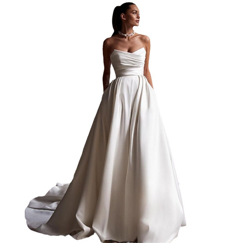 Strapless Satin Simple Wedding Dress