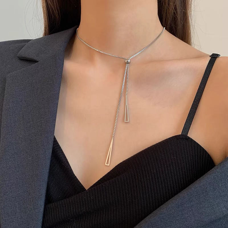 Simple Long Triangle Bolo Necklace