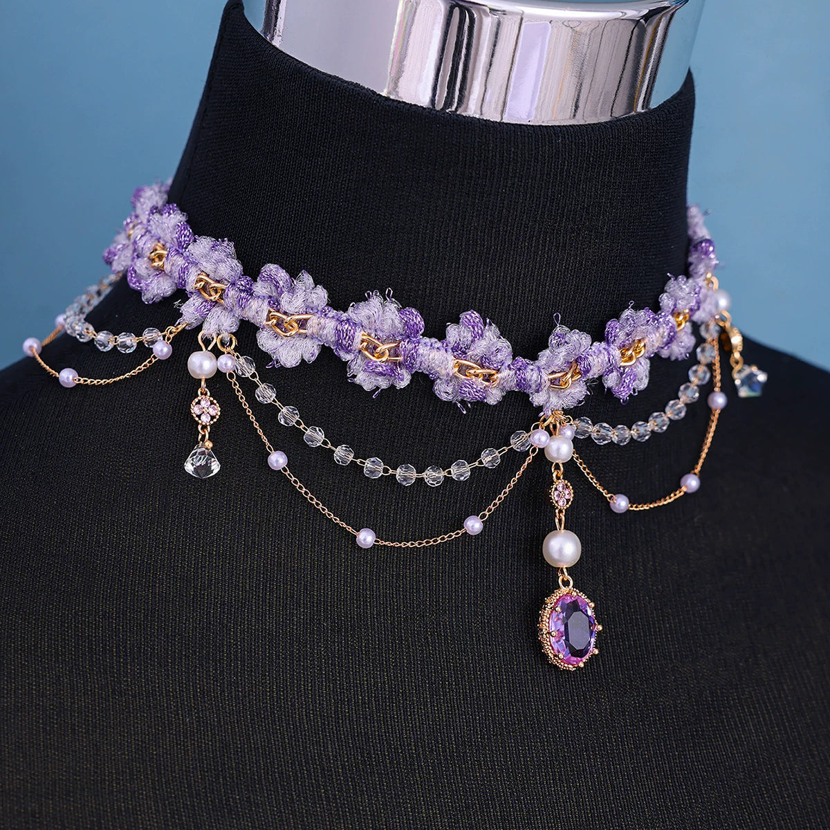 Layered Purple Rococo Tassel Choker and Bracelet Bazaare Mart Tassel Choker and Bracelet