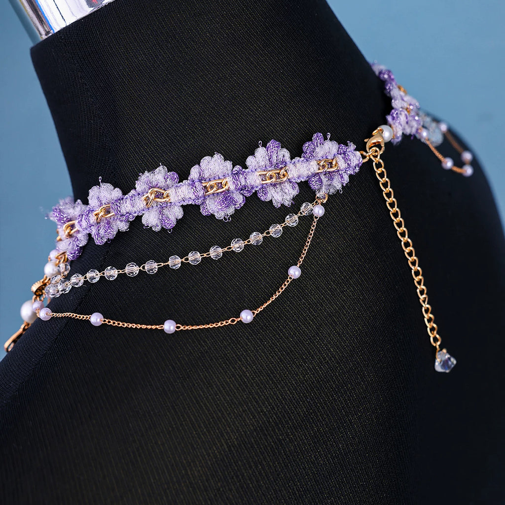 Layered Purple Rococo Tassel Choker and Bracelet Bazaare Mart Tassel Choker and Bracelet