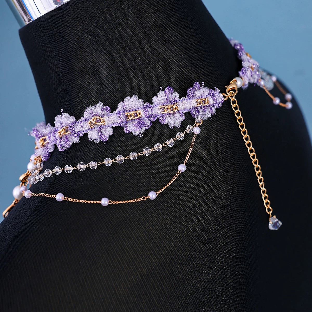 Layered Purple Rococo Tassel Choker and Bracelet Bazaare Mart Tassel Choker and Bracelet