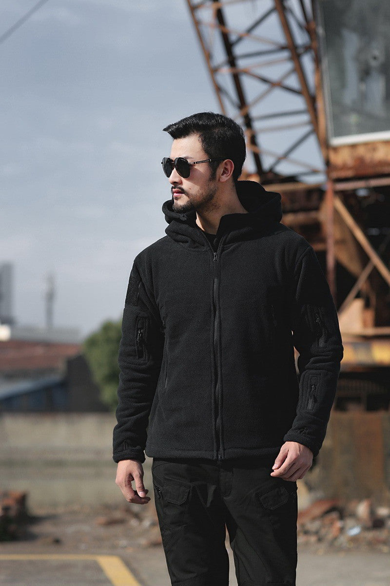 Men's Black Hooded Fleece Jacket