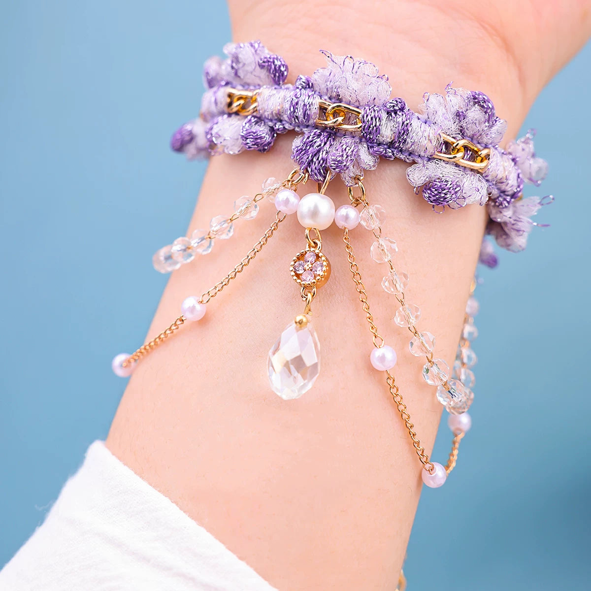 Layered Purple Rococo Tassel Choker and Bracelet Bazaare Mart Tassel Choker and Bracelet