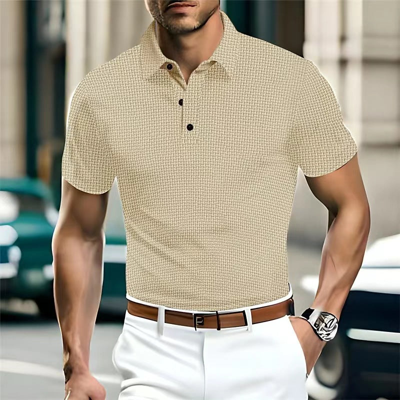 Tan Ice Silk Solid Color Polo Shirt