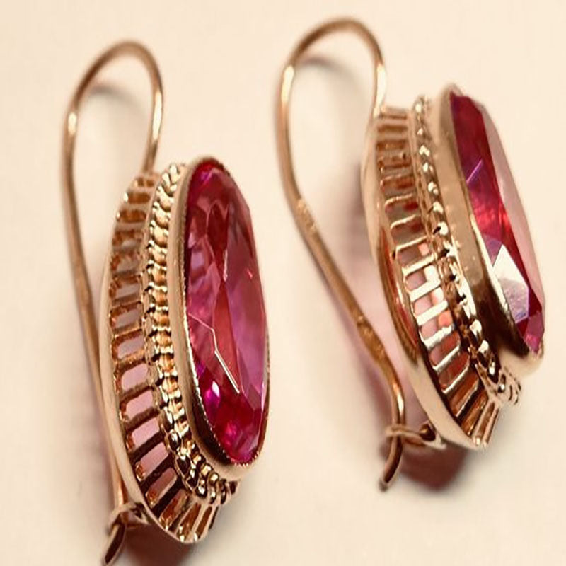 Red Gem Keel Ear Clip Earrings