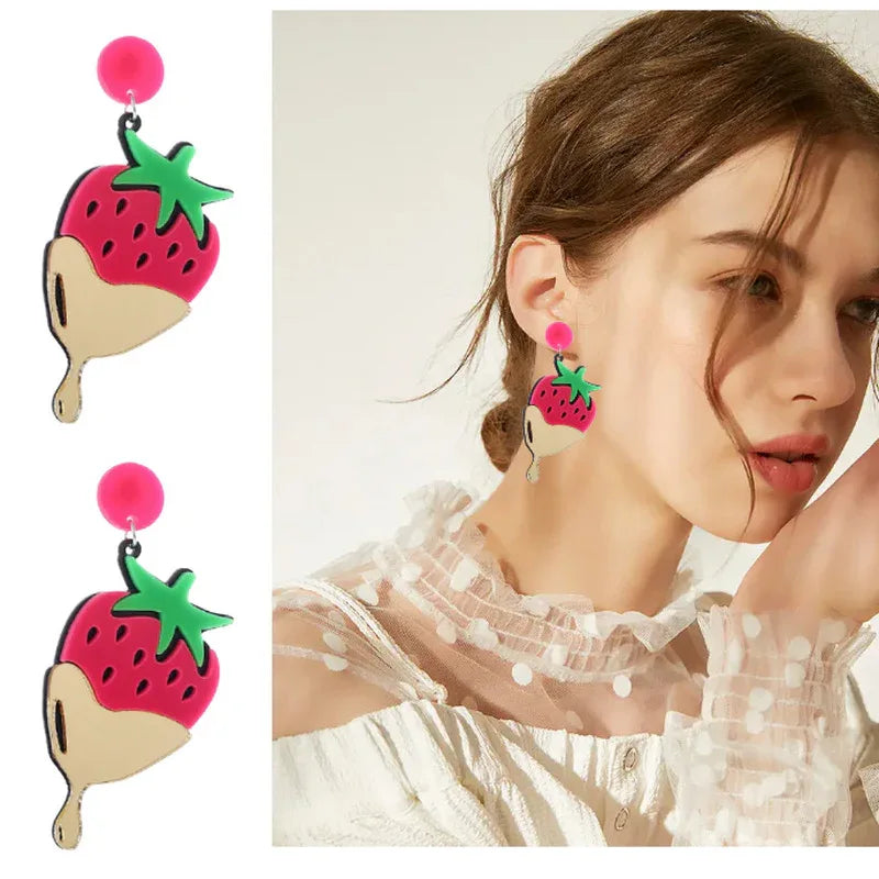 Acrylic Fruit Vegetable Earrings Jam Strawberry H213 Bazaare Mart Fruit Earrings